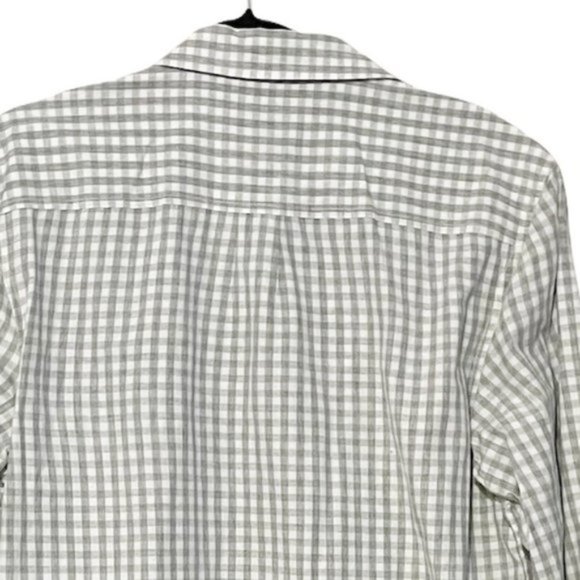 Lucky Brand Men's White Label Fit Gray & White Plaid Button Down Shirt - Picture 5 of 8